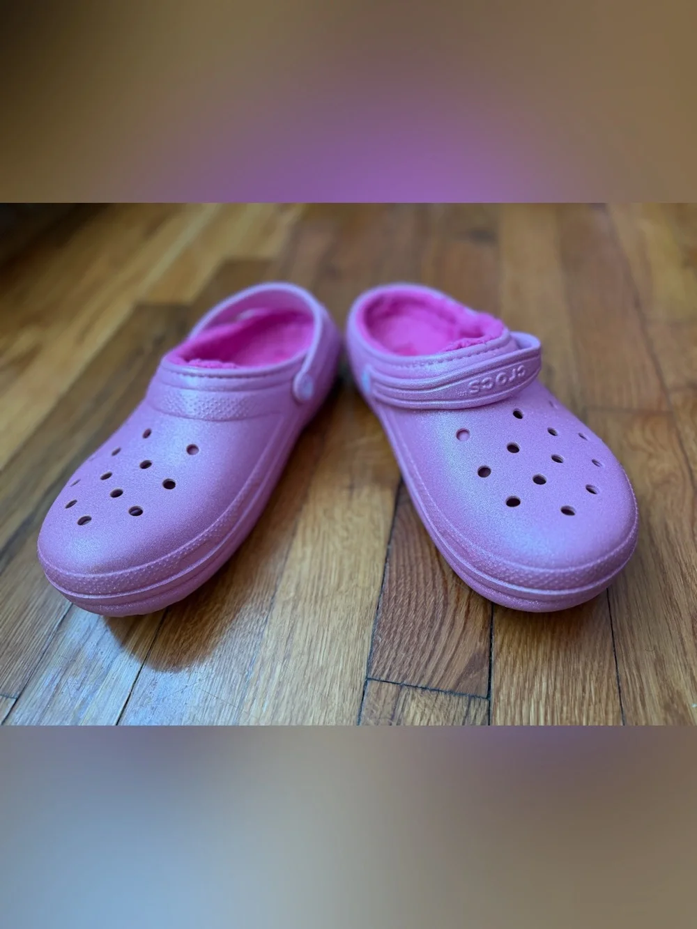 Crocs Classic Lined Clog Pink Glitter Shimmer Barbiecore Aesthetic